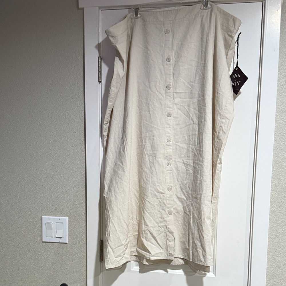 Ava & Viv Tan Button-Down Dress